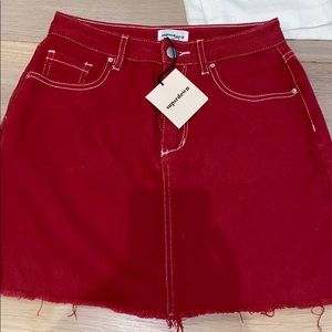 Super down red Jean skirt